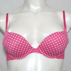 36D Maidenform One Fabulous Fit Embellished‎ Push UP Bra Pink Dot NWT